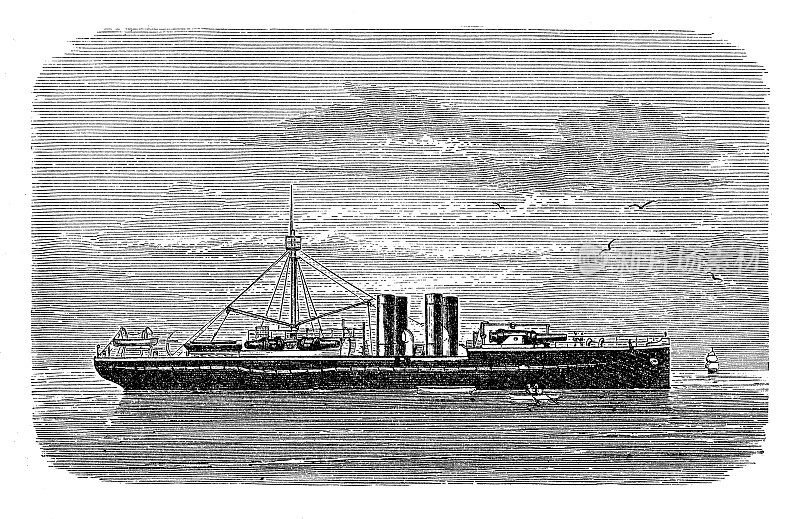 1877年，德国帝国海军的SMS Sachsen铁甲舰下水，用于海岸防御，配有两台蒸汽机和6门炮